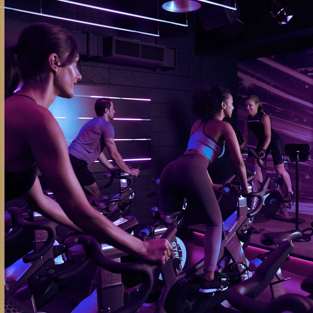 Image of group cycling class at Harbour Clubs