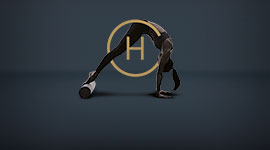 Image of Harbour Club logo with lady doing yoga stretch